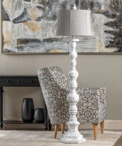 Crestview Collection Distressed Resin Floor Lamp with Gray Linen Shade 7 Crestview Collection Distressed Resin Floor Lamp with Gray Linen Shade -Crestview Collection sale 1712861 A2