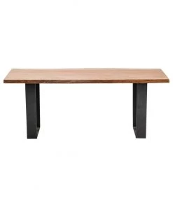 Crestview Collection Bengal Manor Iron and Live Edge Natural Acacia Wood Rectangle Cocktail Table, CVFNR545