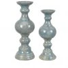 Crestview Collection Barrett Blue Ceramic Candleholder, Set of 2