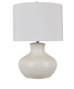 Crestview Collection Nala Khaki and White Glazed Ceramic Table Lamp