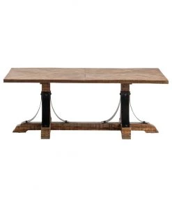 Crestview Collection Bengal Manor Mango Wood and Iron Trestle Base Cocktail Table, CVFNR667