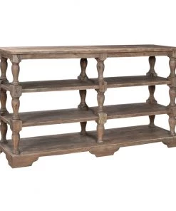 Crestview Collection Bengal Manor Acacia Wood Turned Leg Tiered Console, CVFNR630