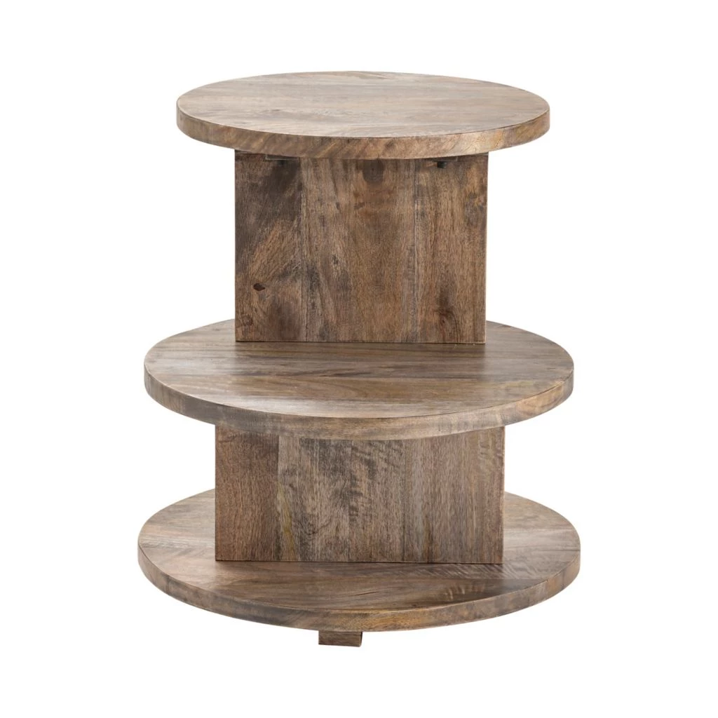 Crestview Collection Wooden Round 3-Shelf Accent Table, CVFNR849 3 Crestview Collection Wooden Round 3-Shelf Accent Table, CVFNR849