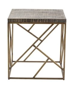 Crestview Collection Bengal Manor Crazy Cut Iron End Table, CVFNR683