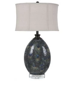 Crestview Collection Pavoda Peacock Glass Table Lamp, CVAVP1385