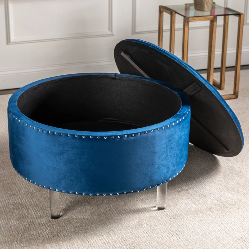 Crestview Collection Velvet Storage Stool, 32 x 32 x 19 in., EVFZR3147PK 4 Crestview Collection Velvet Storage Stool, 32 x 32 x 19 in., EVFZR3147PK - Image 2