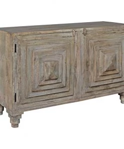 Crestview Collection Bengal Manor Mango Wood 2-Stacked Pyramid Door Cabinet, CVFNR334