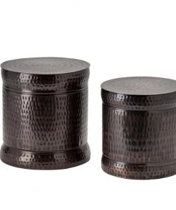 Crestview Collection Dark Copper Accent Stools, Set of 2