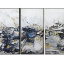 Crestview Collection Sorelle 24 in. x 2 in. x 48 in. Cotton Canvas Paintings, Set of 3, CVTOP2713