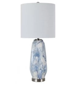 Crestview Collection Marley Blue Swirled Ceramic Table Lamp, CVAZP027