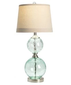 Crestview Collection Glass and Metal Table Lamp, Green, ABS1547SNG
