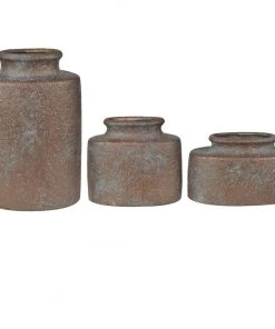 Crestview Collection Metallic Finish Ceramic Vase Accessories, Set of 3
