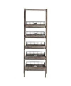 Crestview Collection Hastings 5-Tier Angled Etagere Storage Shelf with Removable Metal Baskets, Charcoal, CVFZR3587
