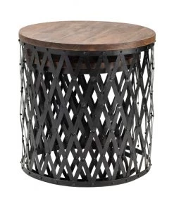 Crestview Collection Set of Bengal Manor Iron and Mango Wood Accent Tables, CVFNR416