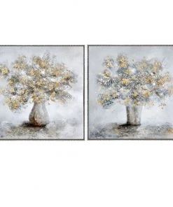 Crestview Collection Blossoming 39.4 in. x 1.57 in. x 39.4 in. Cotton Canvas Paintings, Set of 2, CVTOP2694