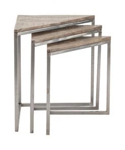 Crestview Collection Bengal Manor Mango Wood Corner Nested Tables, Set of 3, CVFNR677