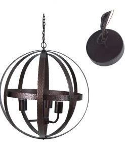 Crestview Collection Metal Sphere Hanging Pendant Light, 18 x 18 x 72 in., CVPDN016