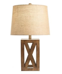 Crestview Collection Faux Wood Resin Table Lamp, Brown, AVP777SNG