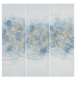 Crestview Collection Azul 15.7 in. x 1.5 in. x 47.2 in. Cotton Canvas Paintings, Set of 3, CVTOP2749