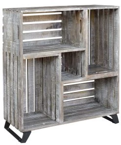 Crestview Collection Bengal Manor Mango Wood Reclaimed Crates Bookcase, CVFNR340