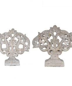 Crestview Collection 2 pc. Distressed Filigree Sculpture Statues