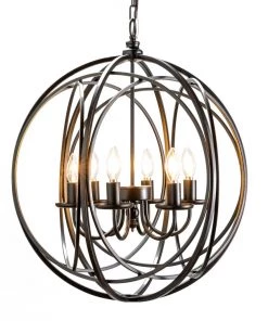 Crestview Collection Willow Round Black Metal Chandelier