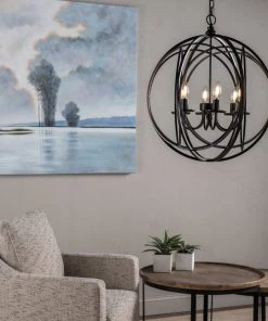 Crestview Collection Willow Round Black Metal Chandelier -Crestview Collection sale 1713395 A5