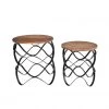 Crestview Collection Bengal Manor Set of Wavy Iron Round Accent Tables with Wood Top, CVFNR403